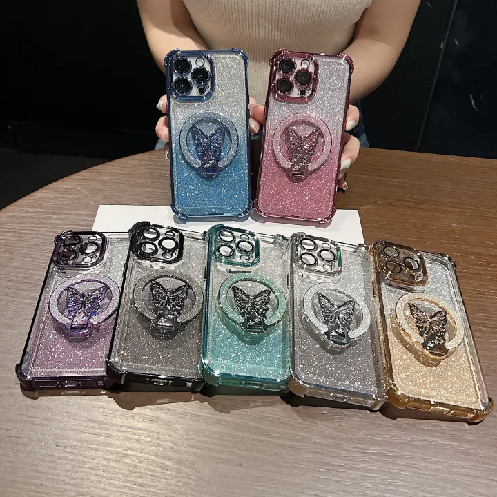Luxury%20Butterfly%20Glitter%20Holder%20With%20Lens%20Film%20Phone%20Case%20For%20iPhone%2011%2012%2013%2014%2015%2016%2017%20Pro%20Max%20Plus%20Four%20Corner%20Anti%20Fall%20-%20Image%207