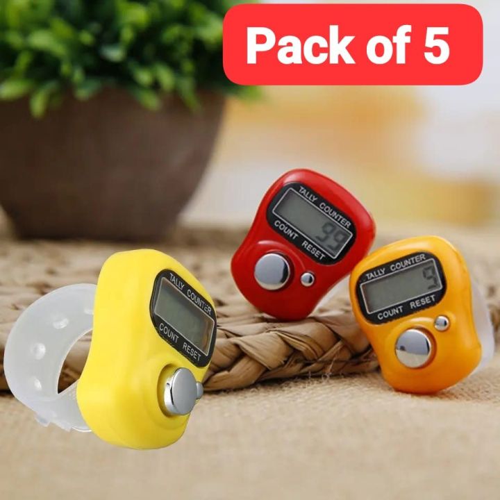 Pack of 5 Finger Counter Digital Tasbeeh / Digital Counter Finger Ring - Tally Counter - Digital Tasbih (Homeducts)