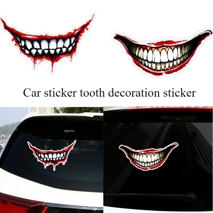 Teeth Motorcycle Sticker Evil Teeth and Tongue Motorcycle Helmet Fuel Tank Stickers Racing Body ...