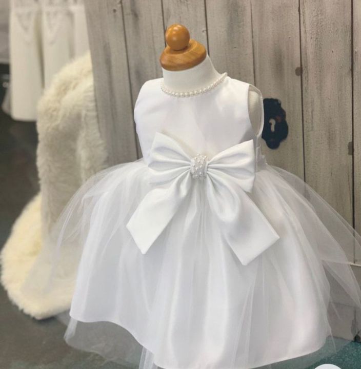 Party Wear/Eid Wear Fancy Frock For Baby In White Color