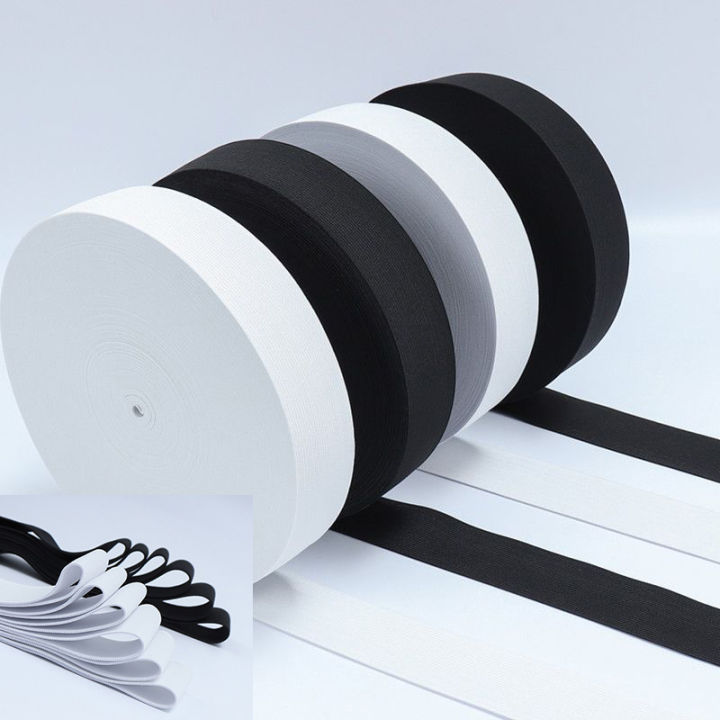 10M Flat Elastic Band Medium Thick Black White High Elasticity Waistband Band Garment Sewing Accessories 20-50mm