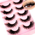 New Cat Eye Lashes 5D Fluffy Faux Mink Lashes 8D Volume Wispy Long Lashes Fake Eyelash Russian Strips 5 Pairs Pack Makeup. 