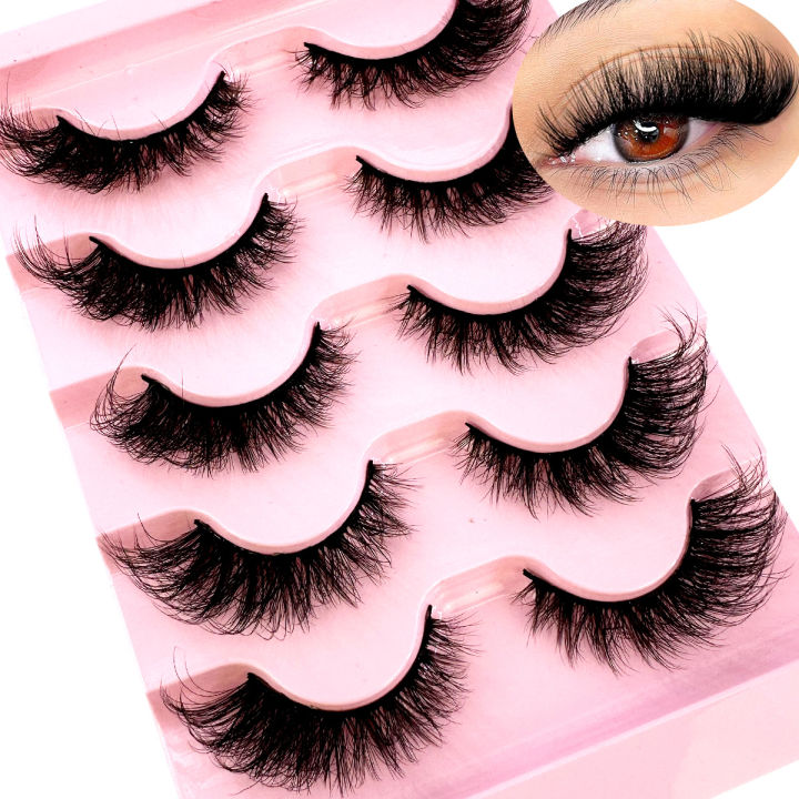 New%20Cat%20Eye%20Lashes%205D%20Fluffy%20Faux%20Mink%20Lashes%208D%20Volume%20Wispy%20Long%20Lashes%20Fake%20Eyelash%20Russian%20Strips%205%20Pairs%20Pack%20Makeup%20-%20Image%207