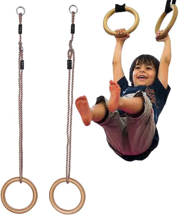 Gymnastics Rings for Home Playground Gym Pull Up Ring (Physical Exercise) Gymnastics 25mm Adjustable Buckle
