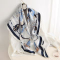 90*90cm Women Square Silk Scarf Luxury Brand Large Shawl Neckerchief Print Headband Female Foulard Bandana Wraps Hijab Scarves. 
