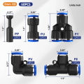6mm Od 60Pcs Push-In Air Hose Fitting Kit, Quick Connect Pneumatic Fittings Suitable for Air Hoses (T-Fittings, Straight Fittings, Elbow Fittings, Splitter Plugs). 