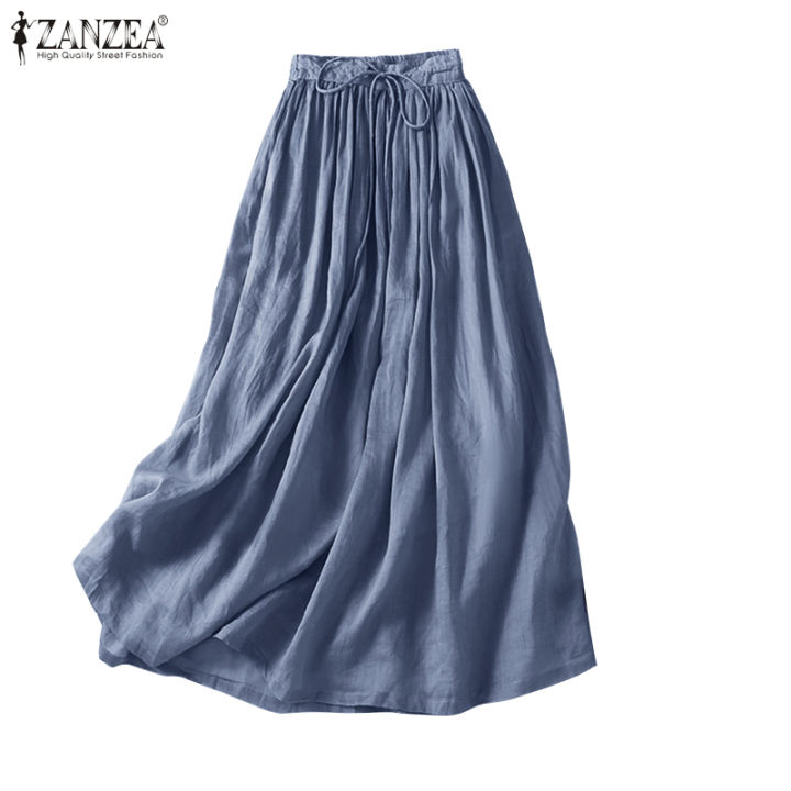 ZANZEA%20Elegant%20Faldas%20Flowy%20A-line%20Pleated%20Skirt%202024%20Casual%20Women%20Elastic%20Waist%20Skirts%20Party%20Loose%20High%20Waist%20Solid%20Maxi%20Skirt%20-%20Image%207