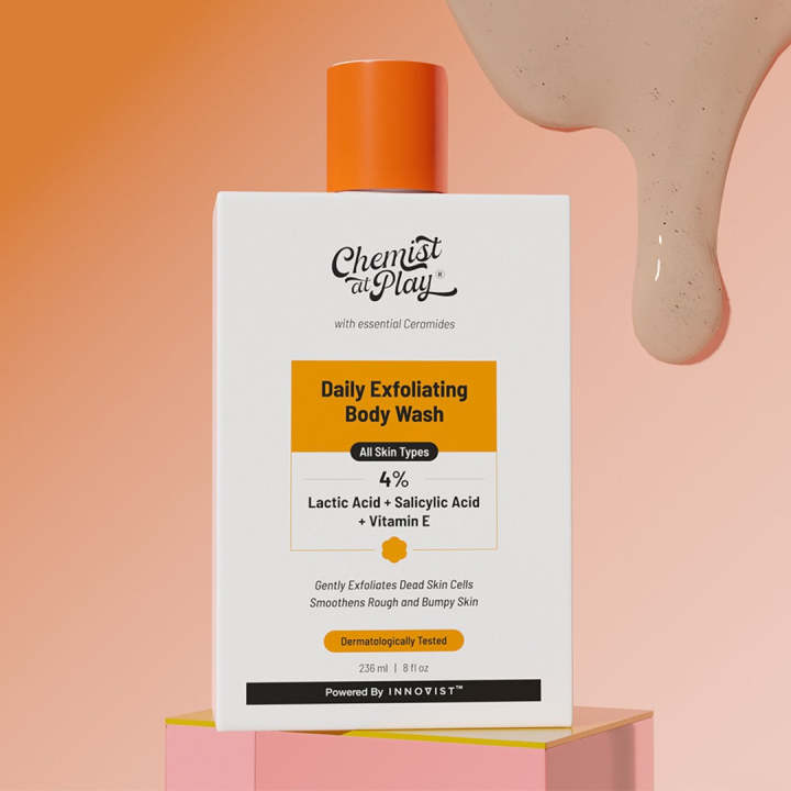 Chemist at Play Daily Exfoliating Body Wash – 4% AHA + BHA (Lactic Acid + Salicylic Acid) with Vitamin E – 236ml
