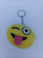 1 Pc Emoji Shape Keychain, Cute Soft & Fluffy Smiley Emoji Shape Keychain For Boys & Girls. 