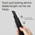 Deli Heavy Duty Utility Knife  Black SK5 Carbon Steel Blades 9mm/18mm/Auto-Retractable Box Cutter for Cardboard Cartons. 