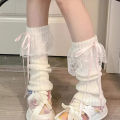 Autumn and Winter Ribbon Lolita Knee Warmers Long Socks JK Knitted Leg Warmers 2025 New Woman Leg Warmers. 