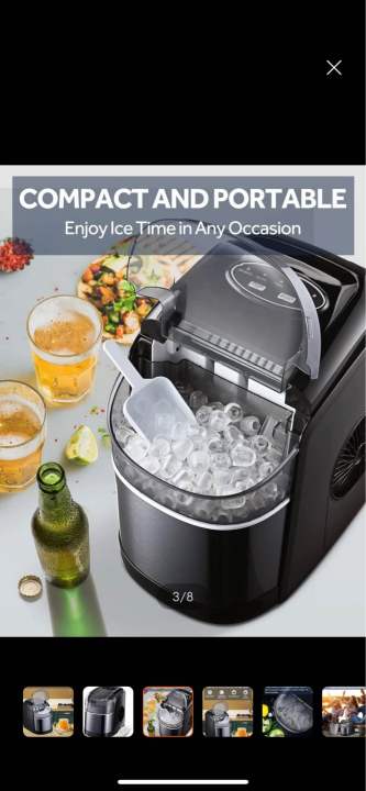 Portable Ice Maker Machine Countertop, Aokun 1500ML Electric Ice Maker with Touch LCD Display, Self-Cleaning Function, 9 Ice Cubes Ready in 7 Mins, 26lbs24H, Ice Basket & Scoop for Home, Bar, Party,Electric ice maker machine