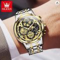 OLEVS MEN'S WATCHES TOP BRAND LUXURY ORIGINAL WATERPROOF QUARTZ WATCH FOR MAN GOLD SKELETON STYLE 24 HOUR DAY NIGHT NEW.
