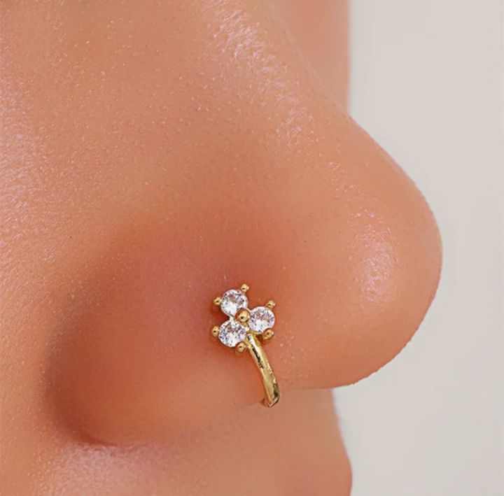 Stone Nose Ring for Non-Pierced Nose
