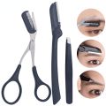 3pcs Stainless Steel Eyebrow Grooming Kit Hypoallergenic Tweezers,Scissors with Comb,Precision Razor for Perfect Eyebrow Shaping. 