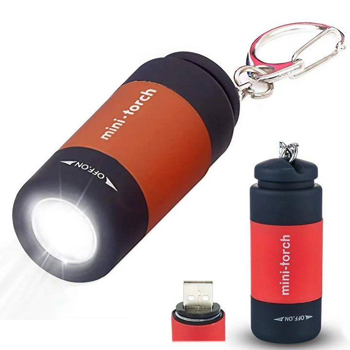 3 Led Keychain Flashlights Mini Keychain Lamp Keychain Pocket USB Rechargeable LED Light ...