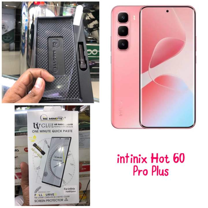 For infinix Hot 60 Pro Plus (A+ GRADE) Premium UV Tempered Glass Screen protector Curved with Liquid Glue and UV Light -transparent clear
