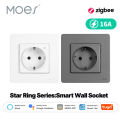 MOES Tuya ZigBee Wall Socket EU Embedded Outlet Energy Smart Monitor Indicator App Remote Control Works With Alexa  Home. 