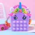 Girls Toys Silicone Cute Unicorn Messenger Bag Coin Purse Children's Decompression Pop Fidget Toys. 