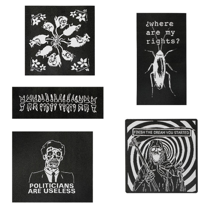 1PC Absurd Woven Label Punk Patch Humorous Badge DIY Gift Iron On Sew ...
