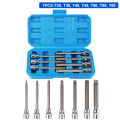 Car Automotive Tools Drive Extra Long T25, T30, T40, T45, T50, T55, T60 3/8inch Chrome-Vanadium Steel Torx Star Bit Socket Set.