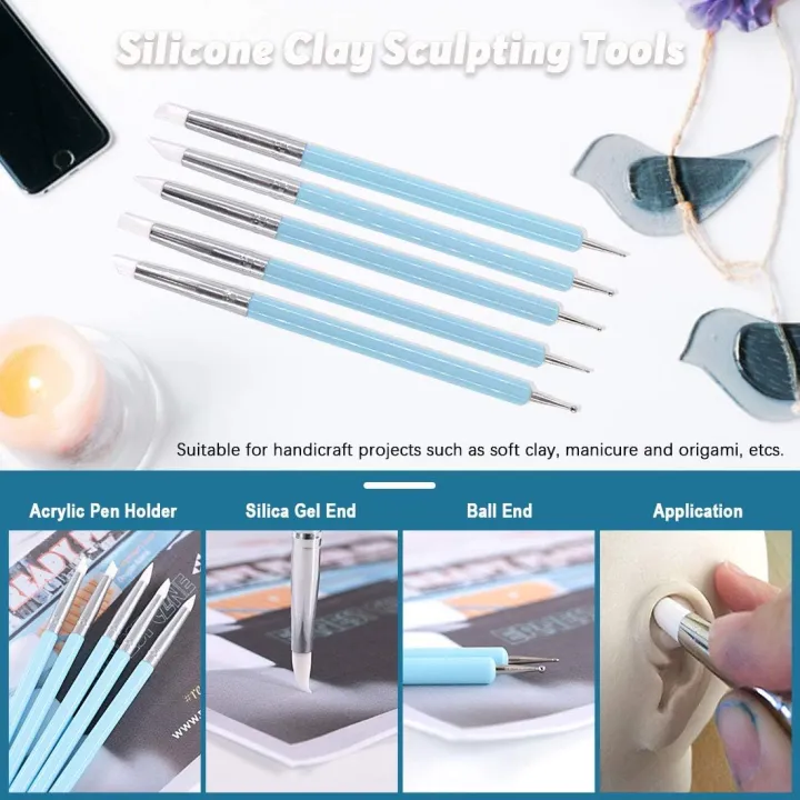 5Pcs%20Silicone%20Clay%20Sculpting%20Tool%20for%20Brush%20Modeling%20Dotting%20Nail%20Art%20Pottery%20Clay%20Tool%20DIY%20Carving%20Sculpting%20Tools%20Soft%20Head%20-%20Image%203