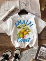 Amalfi Coast-Camiseta con diseño de limón y fruta para mujer camisetas deportivas de verano de manga corta para mujer.