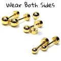 3Pairs Flat Screw Back Ball Stud Earrings for Women, Tiny Ball Earrings with Confortable Flatback for Cartilage Helix Tragus Lobe Piercing. 