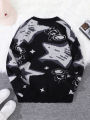 New Popular Spring & Fall Astronaut Star-Picking Jacquard Pattern Pullover Sweater Casual Round Neck Contrast Color Knitted Men'.
