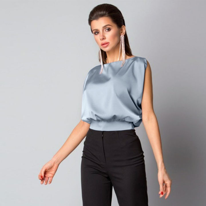 New%20Summer%20Clothes%20Women%20Solid%20%20Backless%20Lace%20Up%20Bow%20Satin%20Top%20Sleeveless%20Back%20Hollow%20Out%20Round%20Neck%20Elegant%20Shirt%20-%20Image%203