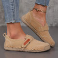 Handmade Leather Women Shoes Casual Comfortable Slip on Loafers Women Leather Shoes Moccasins Walking Shoes Summer Direct Sales.