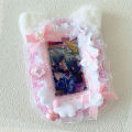1Pc Lace Photo Card Holder, 10 Colors, Bowknot Plush Angel Wings Bell Handmade DIY Finished Product, Anime Cartoon Game Character Card Holder, Fan Support Merchandise, Fan Circle Collection, B8 Small Card Holder, Polaroid Photo Display, Student Card St.... 