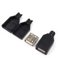 10pcs Type A Male Female USB 4 Pin Plug Socket Connector With Black Plastic Cover Type-A DIY Kits. 