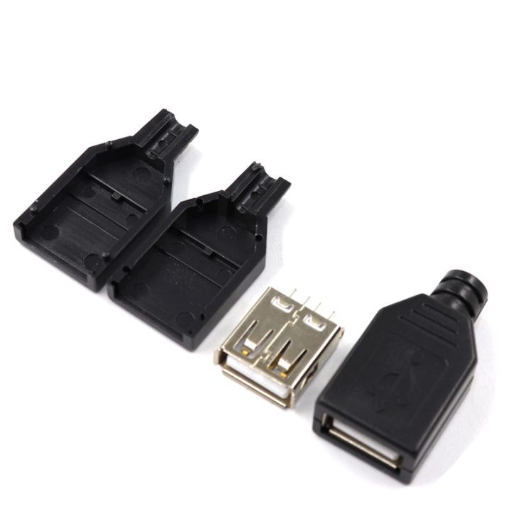 10pcs%20Type%20A%20Male%20Female%20USB%204%20Pin%20Plug%20Socket%20Connector%20With%20Black%20Plastic%20Cover%20Type-A%20DIY%20Kits%20-%20Image%207