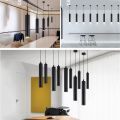 Long Tube Light LED Pendant Lights Cylinder Tube Hanging Light Black Cylinder Adjustable Suspension Lighting 4 Different sizes. 