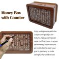 Euro Money Wood Box Piggy Bank Wood Money Bank Reusable Money Box with Saving Goal and Numbers Money Boxes Money Drawer. 