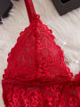 Summer Women's Pajamas  Red Lingerie Night Dress Lace See Through Nightdress Sleepwear Elegant And Sensual Underwear Set. 