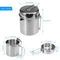 1L Camping Kettle Stainless Steel Cooking Kettle Camping Pot Portable Outdoor Camping Backpacking Pot with Foldable Handle. 