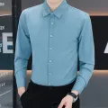 Anti-Wrinkle Men's Shirts Long Sleeve Dress Shirts Male Slim Fit Camisa Social Business Blouse Gray Office Classic Shirt 5XL. 