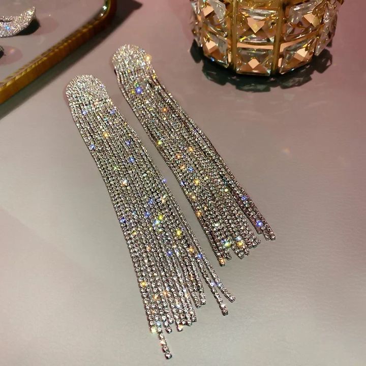 FYUAN%20Long%20Tassel%20Full%20Rhinestone%20Drop%20Earrings%20for%20Women%20Ovsize%20Crystal%20Dangle%20Earrings%20Fashion%20Jewelry%20Accessories%20-%20Image%205