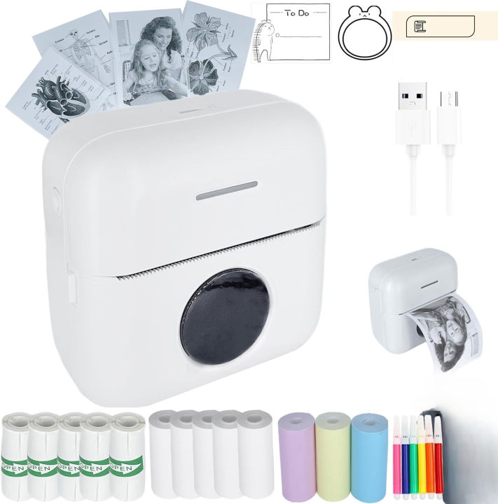 Mini Inkless Sticker Printer HD Thermal Sticky Note Print Pod Sticker ...
