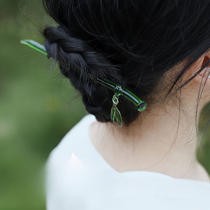 2pcs%20Chinese%20Fashion%20Hairpin%20Retro%20Bamboo%20Disc%20Hair%20Needle%20High-grade%20Resin%20Material%20Suitable%20for%20Women's%20Daily%20Hair%20Accessories%20-%20Image%202