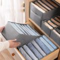 6 Grids Washable Wardrobe Clothes Organizer, Jeans Compartment Storage Box, Clothes Drawer Mesh Separation Box, Portable Foldable. 