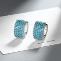 Luxury Simulated Blue Turquoise Round Hoop Earrings For Women Gold Silver Color Small Ear Buckle Wedding Jewelry Engagement Gift.