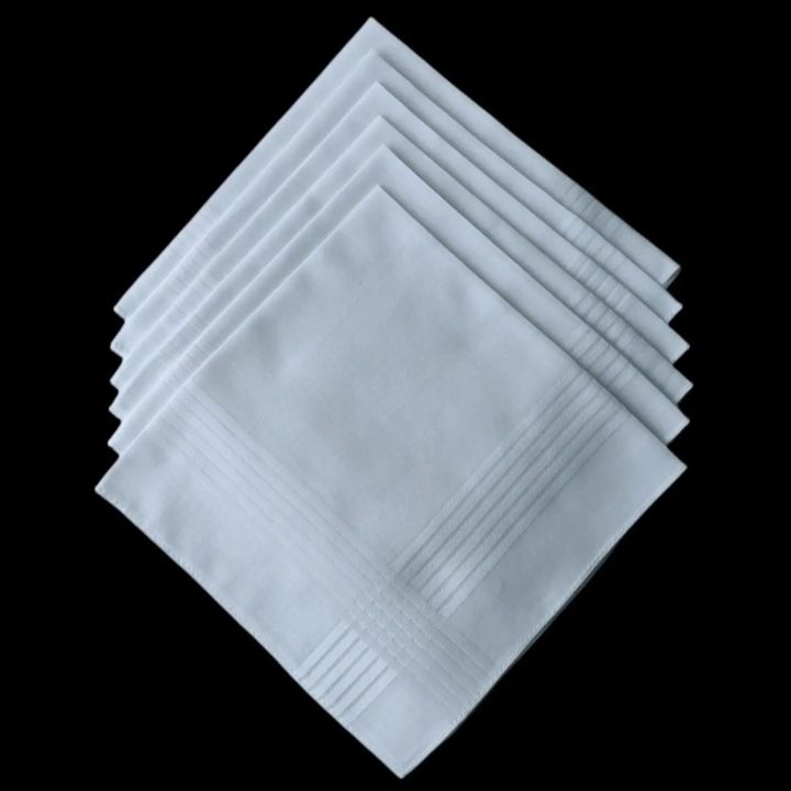 Thin Feel Cotton 40cm Pure White Handkerchief. Business Suit Napkin Restaurant Handkerchief 6PCS