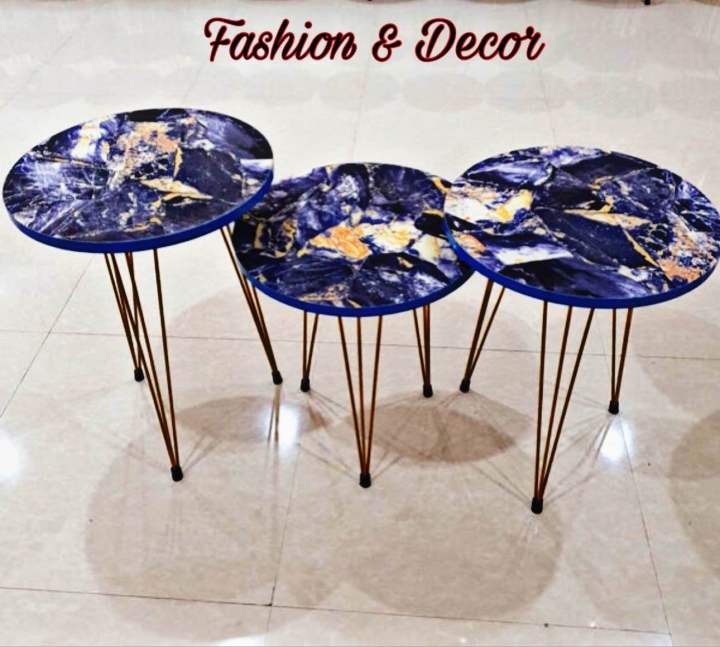 1 Piece / Set of 3 Round Coffee Table High Gloss Nesting End Tables - Round Wood Stacking Coffee Side Accent Tables with Metal Legs for Living Room, Home Office, Nightstands for Bedroom, Sturdy Easy Assembly - 3 Piece Modern Nesting Table Living Room
