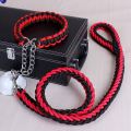 Nylon Braided Dog Collar and Leash Red And Black. 