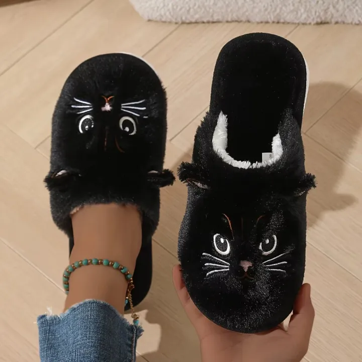 Womens%20Plush%20Cat%20Slippers%20Winter%20Warm%20Cozy%20Indoor%20House%20Shoes%20Soft%20EVA%20Sole%20Non-Slip%20Design%20-%20Image%202