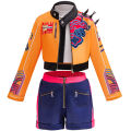 New Halloween costume girl street dance set embroidered top+shorts set hip-hop dance stage performance set. 