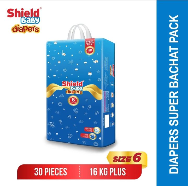 Shield Baby Diapers Bachat Pack Size 6 XXL (16 KG Plus) 30 Count